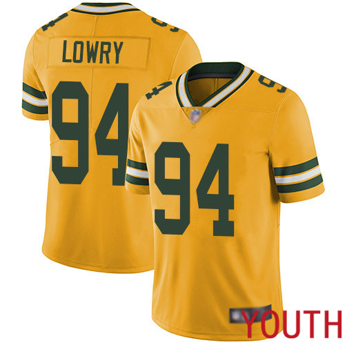Green Bay Packers Limited Gold Youth #94 Lowry Dean Jersey Nike NFL Rush Vapor Untouchable